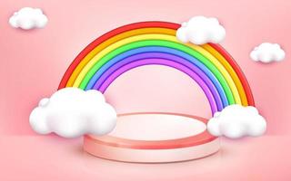 Illustration of rainbow design background on 3d cartoon style vector