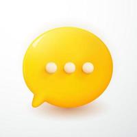 modern 3D Minimal yellow chat bubbles on white background. vector