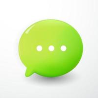 3D Minimal green chat bubbles on white background. vector