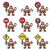 The traffic cone design of the orange cone holds a sign of danger vector