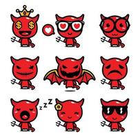 conjunto de diseños de vectores de mascota diablo