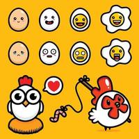 set of chicken and egg vector designs