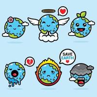 set of earth mascot vector designs