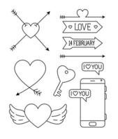 set icons of valentines day with decoration vector