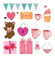 set of decoration for happy valentines day vector