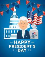 happy presidents day with american parliament and decoration vector