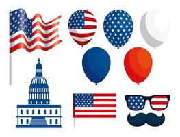 set of happy presidents day icons vector
