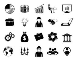 bundle of people silhouette and set business icons vector