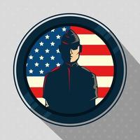 veterans day with military in frame circular vector