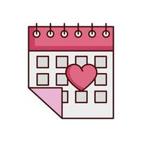 Calendario del día de San Valentín con icono de corazón aislado vector