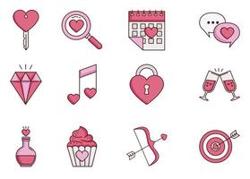 bundle of valentines day set icons vector