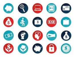 bundle of finance set icons vector