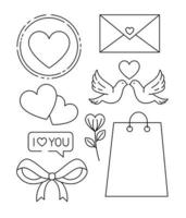 establecer iconos del día de san valentín con decoración vector