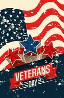 veterans day celebration with flag and stars vector