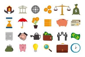 bundle of finance set icons vector