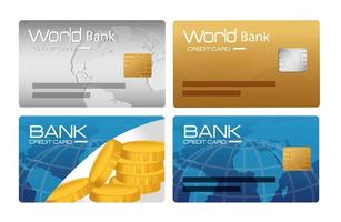 set of credit cards electronic vector