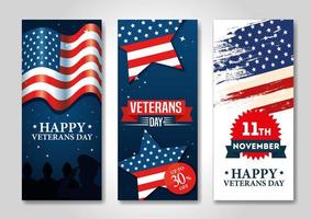 set poster of veterans day celebration vector