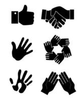 bundle silhouette of hands teamwork vector