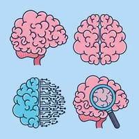 cerebros humanos iconos vector