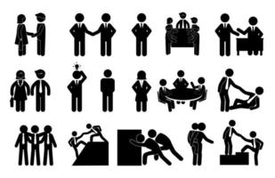 bundle of silhouette business people avatar character vector