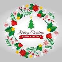 card merry christmas with frame of decoration vector