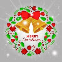 merry christmas card with bells and decoration vector