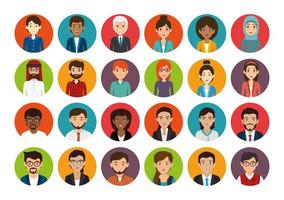 bundle with set of face business people vector