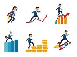 bundle of businessman with set icons of increase vector