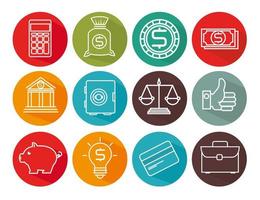 bundle of business set icons vector