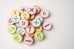 Math number colorful on white background, photo