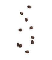 Coffee beans falling isolated on white background with clipping path photo