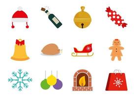 set of icons merry christmas vector