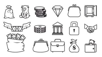 bundle of business set icons vector