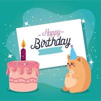 Cat with happy birthday vector design