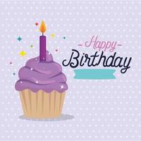 diseño de vector de cupcake de feliz cumpleaños