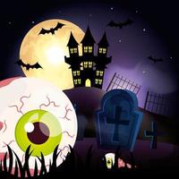 scary eye in the dark night halloween scene vector