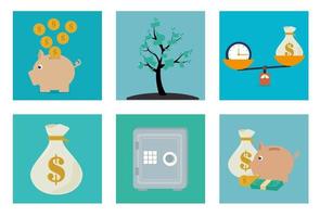 bundle of finance set icons vector