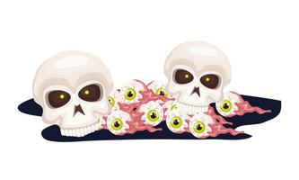 skulls with eyes scary of halloween vector