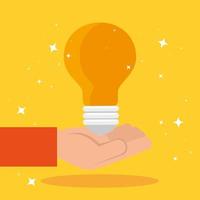 hand with light bulb idea isolated icon vector