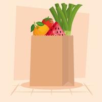 Bag with watermelon leek tomato and orange vector design