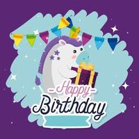 Unicorn with happy birthday vector design