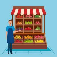 Shop seller man vector design