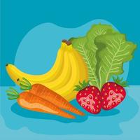Fruits and vegetables icon set vector design