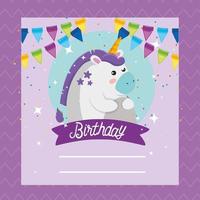 Unicorn with happy birthday vector design