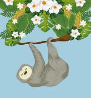 exotic animal with flowers and leafs vector