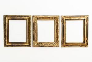 Empty picture frame on white wall background with copy space photo