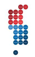 North and South Korea political map divide by state colorful circle geometry. vector