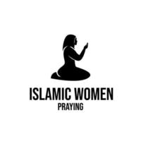 islamic women praying logo icon design vector