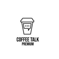 Premium coffee cup talk simple black logo design isolated background vector