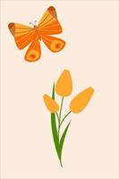 A bright children's poster with a flower and a butterfly. vector